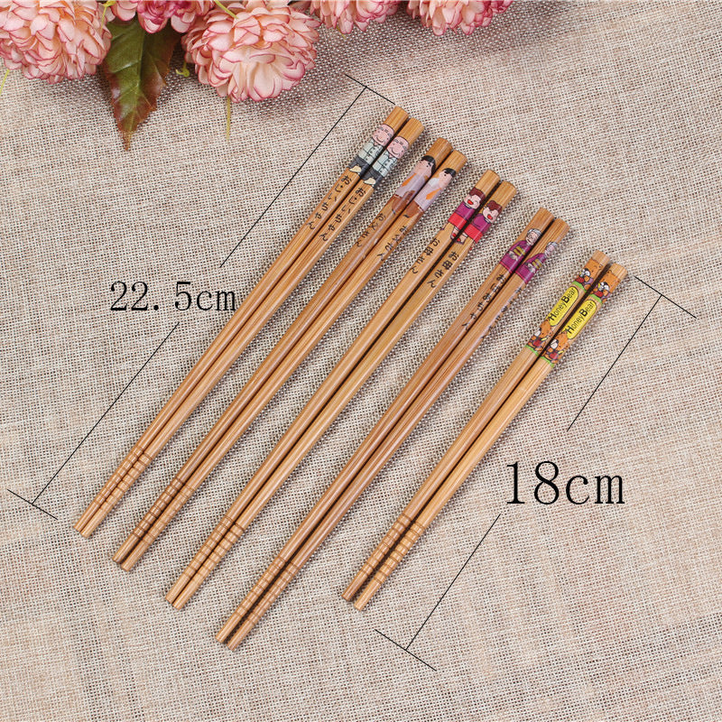 Japanese Bamboo Family Of Five Chopsticks Cutlery Set
