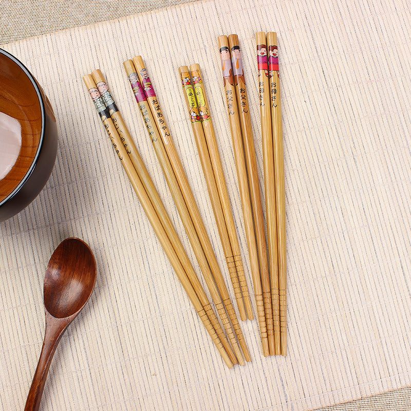 Japanese Bamboo Family Of Five Chopsticks Cutlery Set